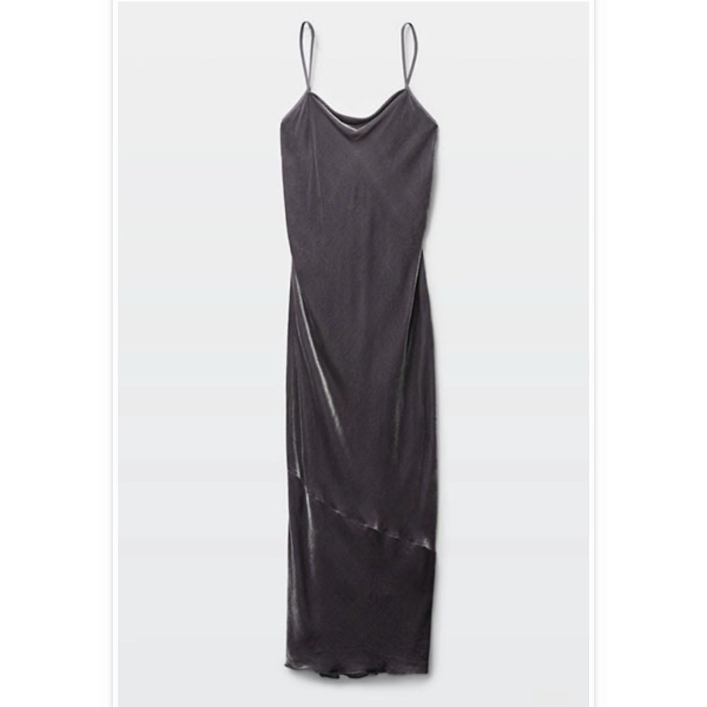 Wilfred By Aritzia Velvet Slip Maxi Dress Women's XS Silk Blend Minimalist 90s